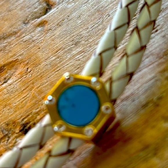 LIZA Schwartz leather choker with genuine turquoise brand new - Picture 11 of 13